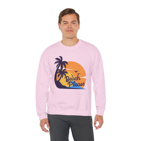 Beach Please Sweatshirt, Unisex Crewneck for Summer Vibes, Perfect for Vacations, Gifts, and Beach Days