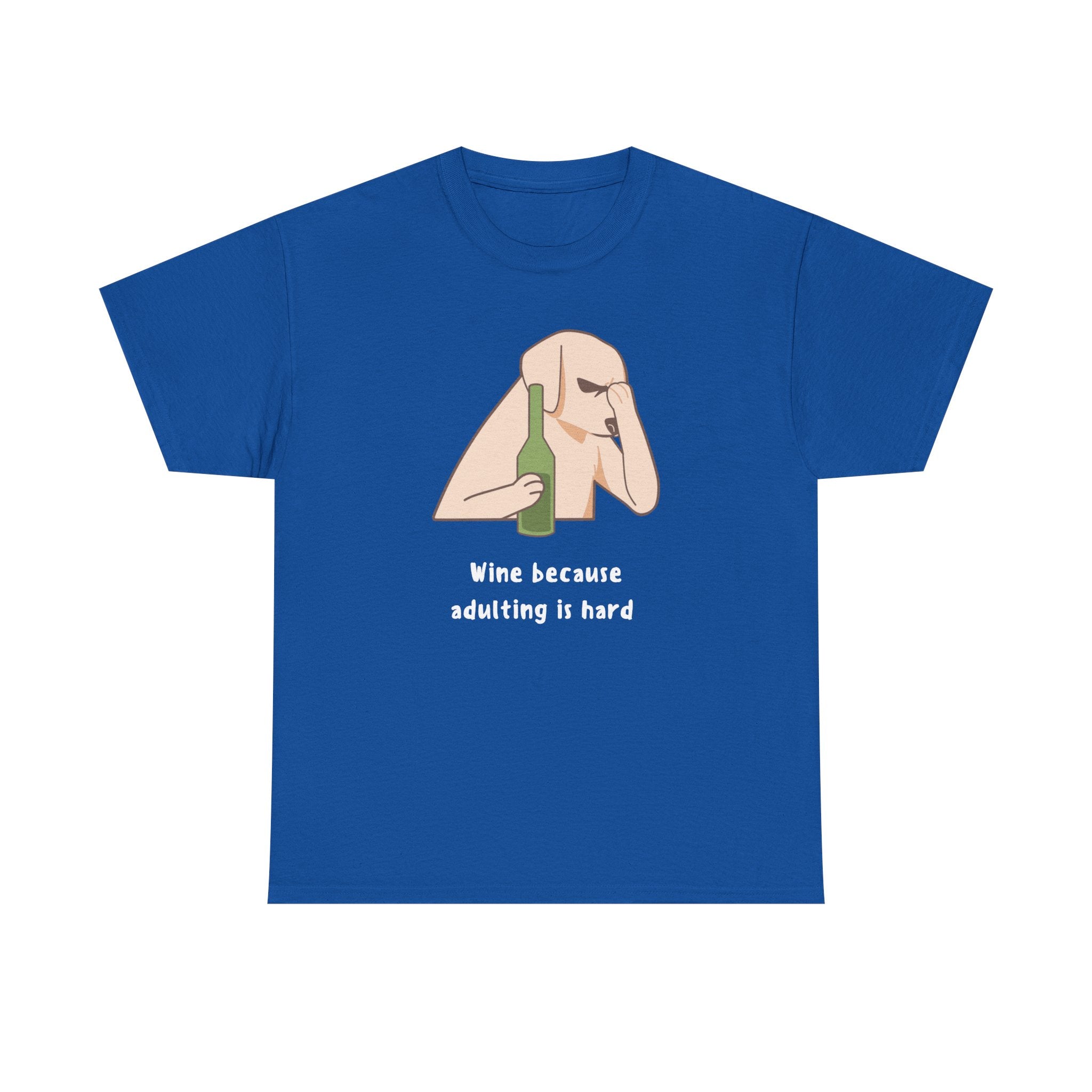 Funny Adulting Graphic Tee, Wine Lover Shirt, Humor Gift for Friends, Birthday, Relaxed Fit Unisex Cotton Top, Casual Wear