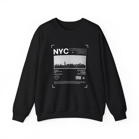 NYC Graphic Crewneck Sweatshirt - Urban Streetwear Pullover, Gift for Travelers, Unisex Sweatshirt