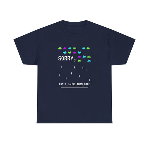 Retro Gamer Unisex Heavy Cotton Tee, Sorry Can't Pause This Game Shirt, Casual Wear T-Shirt, Fun Gaming Tee