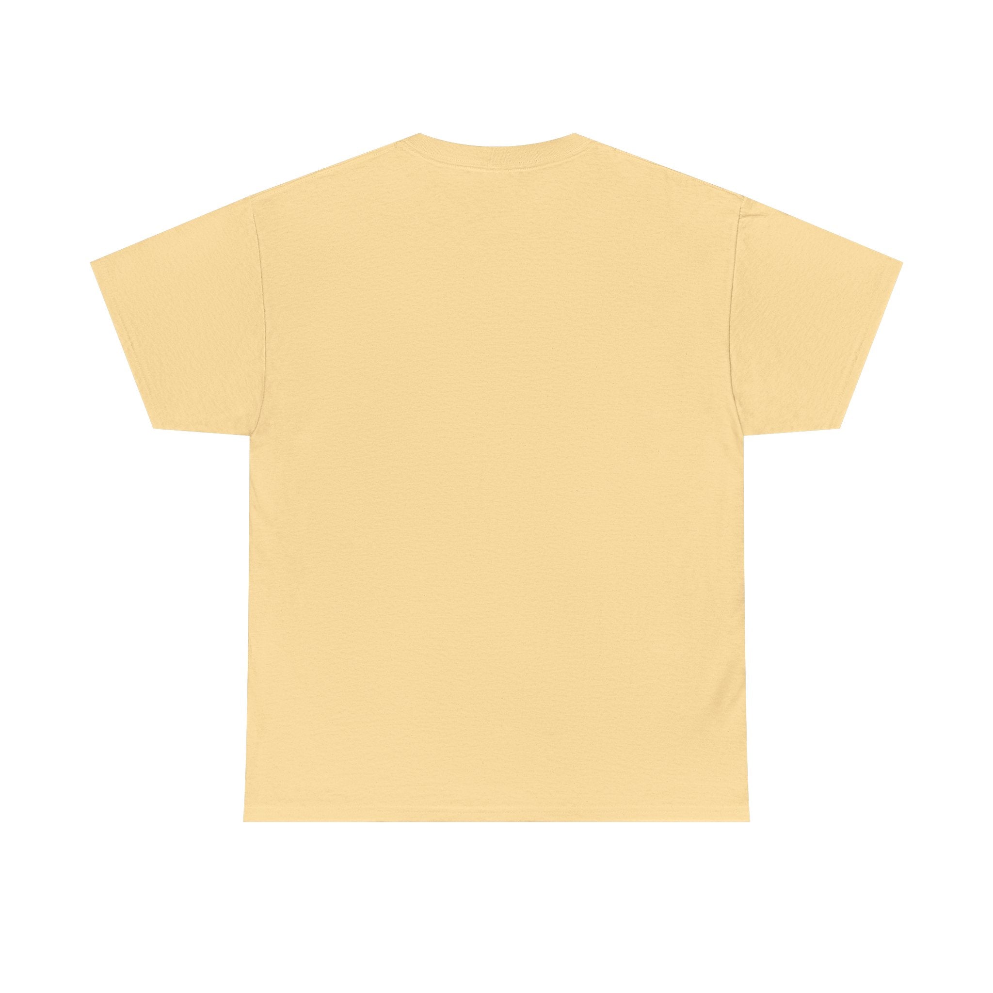 Back view of a sand-colored crewneck t-shirt.