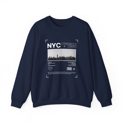 NYC Graphic Crewneck Sweatshirt - Urban Streetwear Pullover, Gift for Travelers, Unisex Sweatshirt