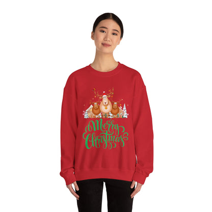 Merry Christmas Sweatshirt, Cozy Holiday Crewneck, Festive Gift for Him/Her, Winter Apparel, Reindeer Design