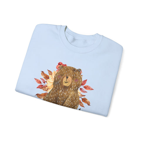 Cozy Bear Sweatshirt for Autumn, Unisex Crewneck with Fall Vibes, Ideal for Thanksgiving, Casual Wear