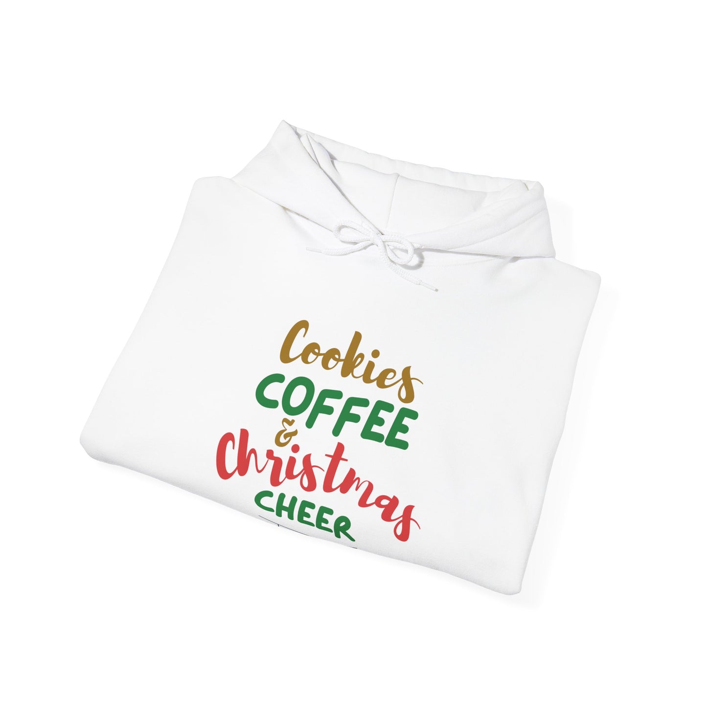 Cookies Coffee & Christmas Cheer Hoodie, Holiday Sweatshirt, Winter Apparel, Cozy Gift, Seasonal Wear, Festive Fashion