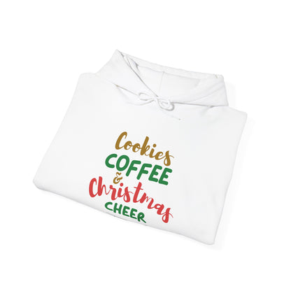 Cookies Coffee & Christmas Cheer Hoodie, Holiday Sweatshirt, Winter Apparel, Cozy Gift, Seasonal Wear, Festive Fashion