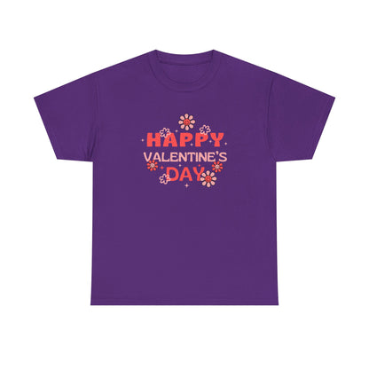 Happy Valentine's Day Unisex Heavy Cotton Tee, Romantic Gift, Casual Wear, Love T-Shirt, Seasonal Fashion, Self-Love Apparel