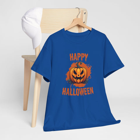 Halloween Unisex Heavy Cotton Tee, Spooky Pumpkin Graphic, Fall Festival Shirt, Halloween Party Top, Casual Autumn Apparel