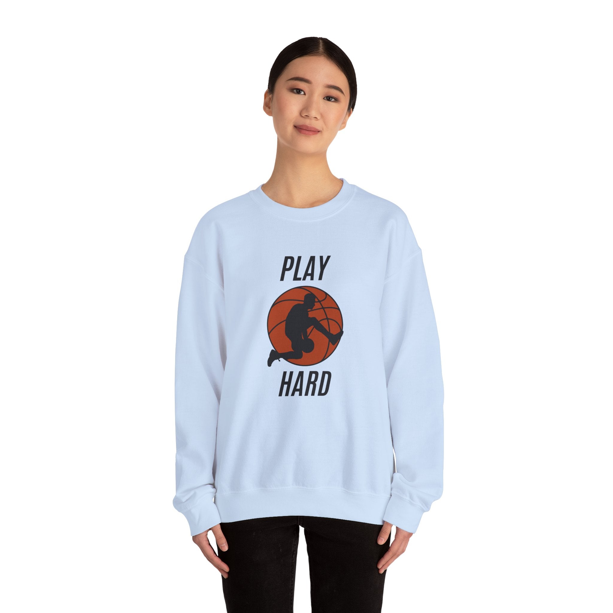 Play Hard Basketball Crewneck Sweatshirt, Unisex Sportswear, Active Lifestyle Sweatshirt, Perfect for Athletes and Coaches