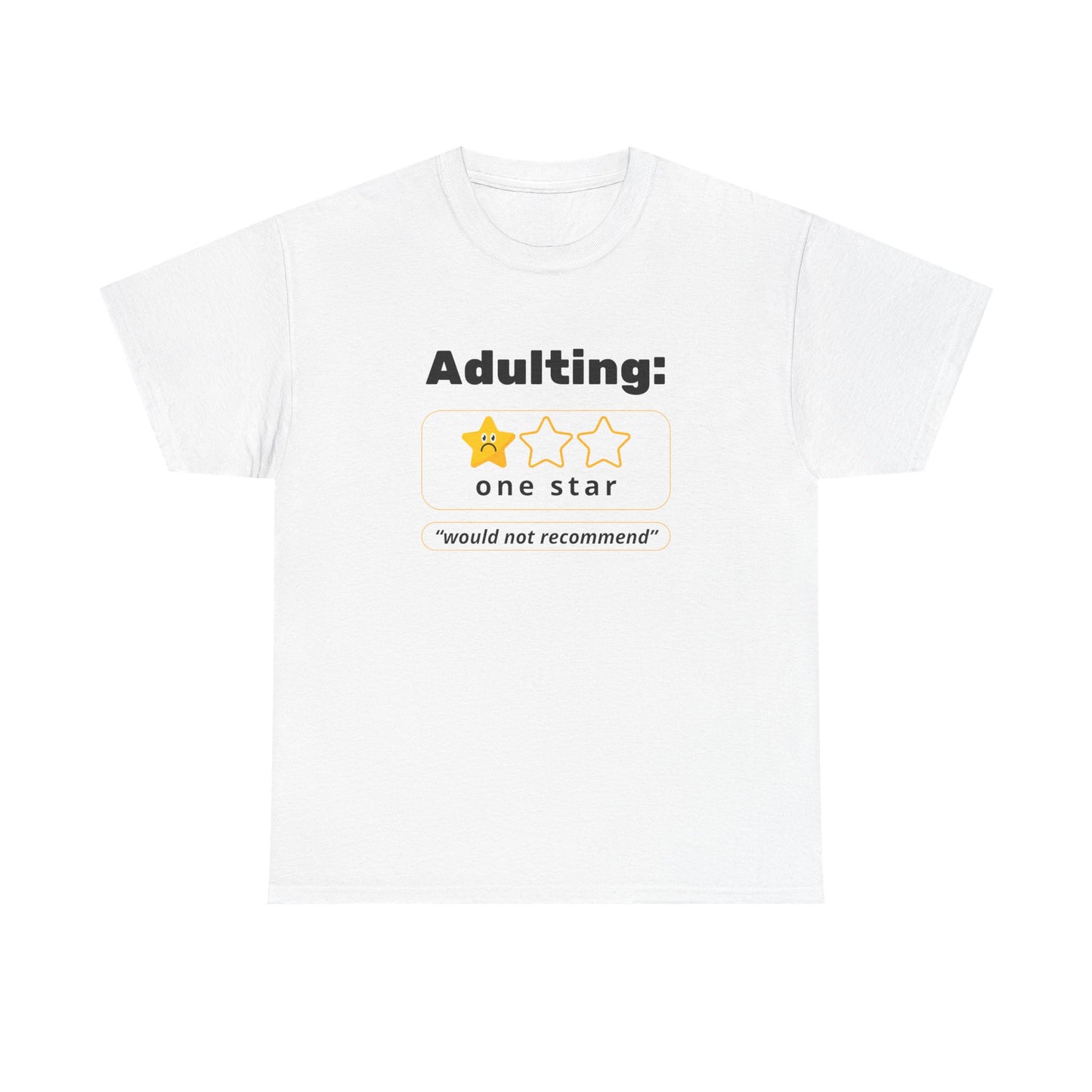 Funny Unisex Heavy Cotton Tee - 'Adulting: One Star' Graphic Tee