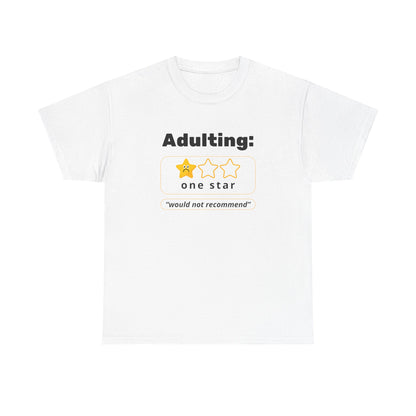 Funny Unisex Heavy Cotton Tee - 'Adulting: One Star' Graphic Tee