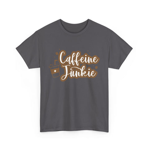 Caffeine Junkie Unisex Heavy Cotton Tee, Coffee Lover Shirt, Gift for Baristas, Comfortable Casual Wear, Daily Essentials