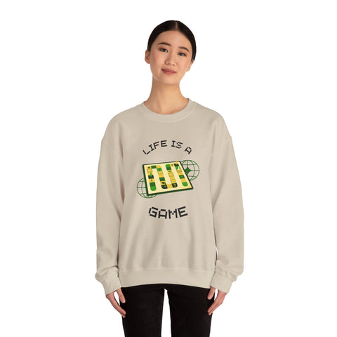Game Board Life Is a Game Crewneck Sweatshirt, Casual Fun Gaming Sweatshirt