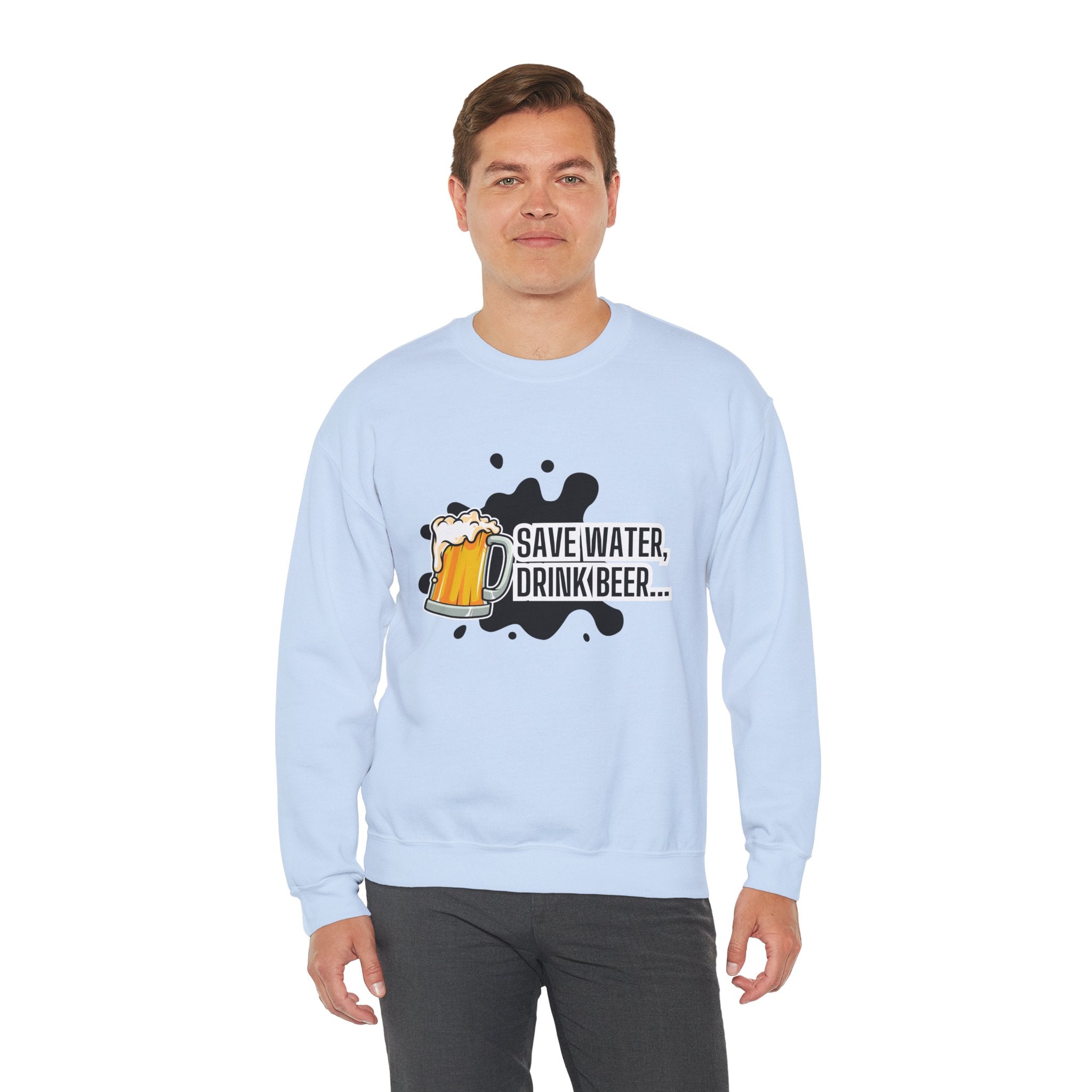 Humorous Beer Lover Sweatshirt, Save Water Drink Beer Crewneck, Gift for Beer Enthusiasts, Men's & Women's Apparel, Funny Drinking Top