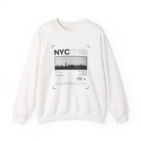 NYC Graphic Crewneck Sweatshirt - Urban Streetwear Pullover, Gift for Travelers, Unisex Sweatshirt