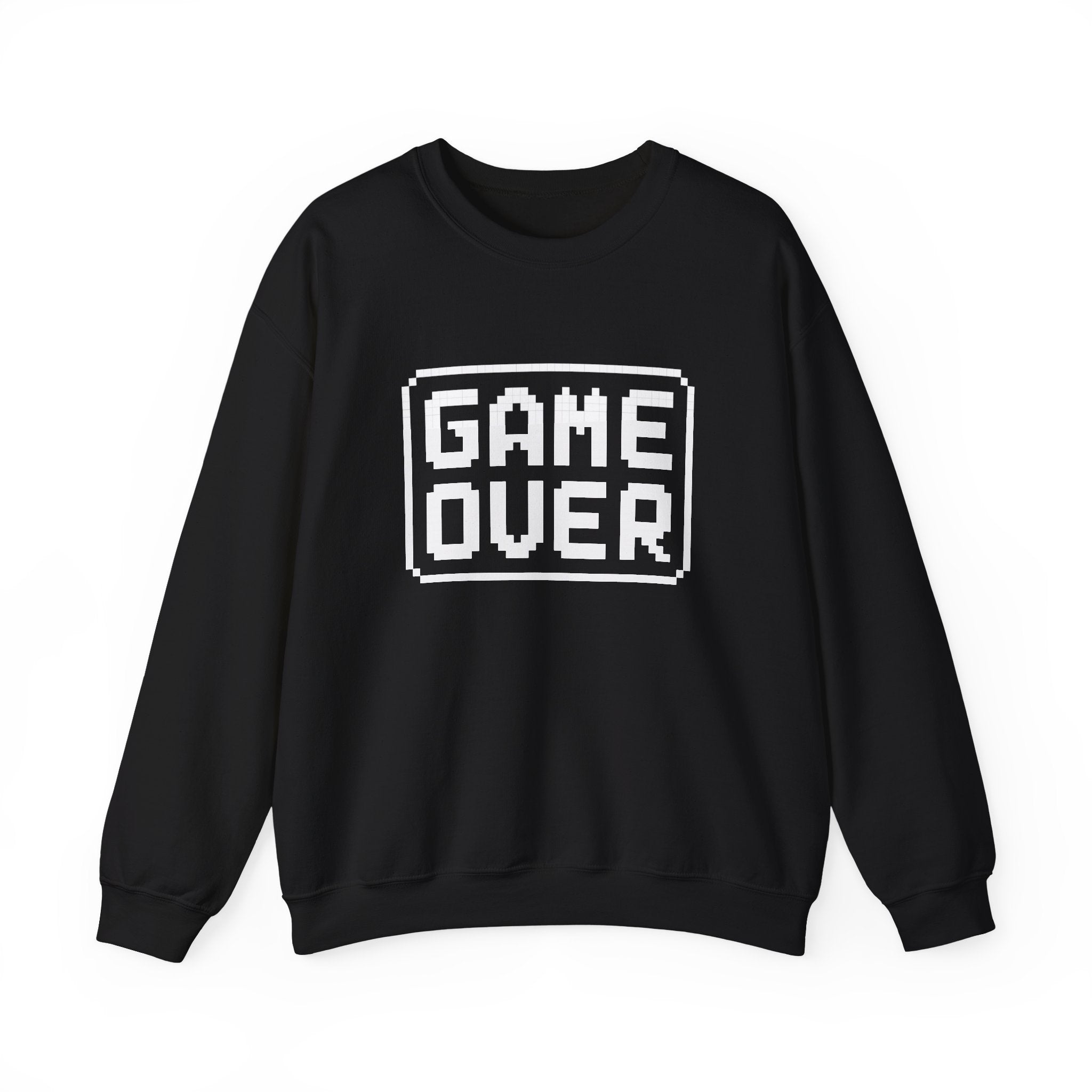 Pixel Art Game Over Sweatshirt, Retro Gaming Sweater, Cozy Unisex Pullover, Perfect Gift for Gamers, Versatile Casual Wear