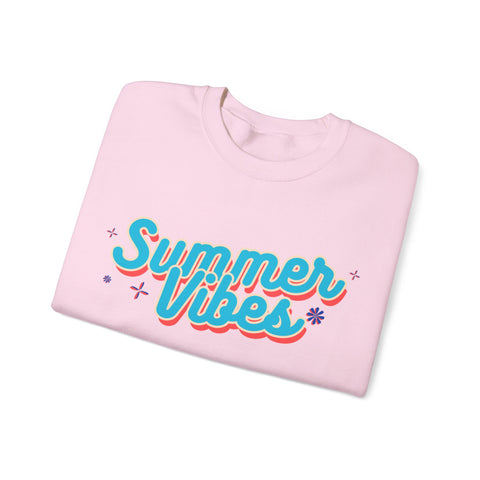 Retro Summer Vibes Crewneck Sweatshirt, Cozy Unisex Pullover, Perfect for Pool Parties, Beach Days, Summer Festivals, Gift Idea