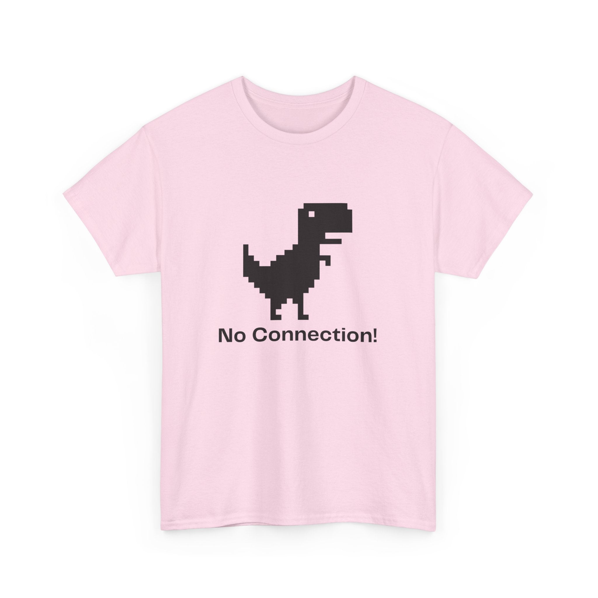 Funny Dinosaur Tee, No Connection! T-Shirt, Unisex Heavy Cotton Tee, Gift for Gamers, Quirky Casual Wear, Internet Humor Shirt