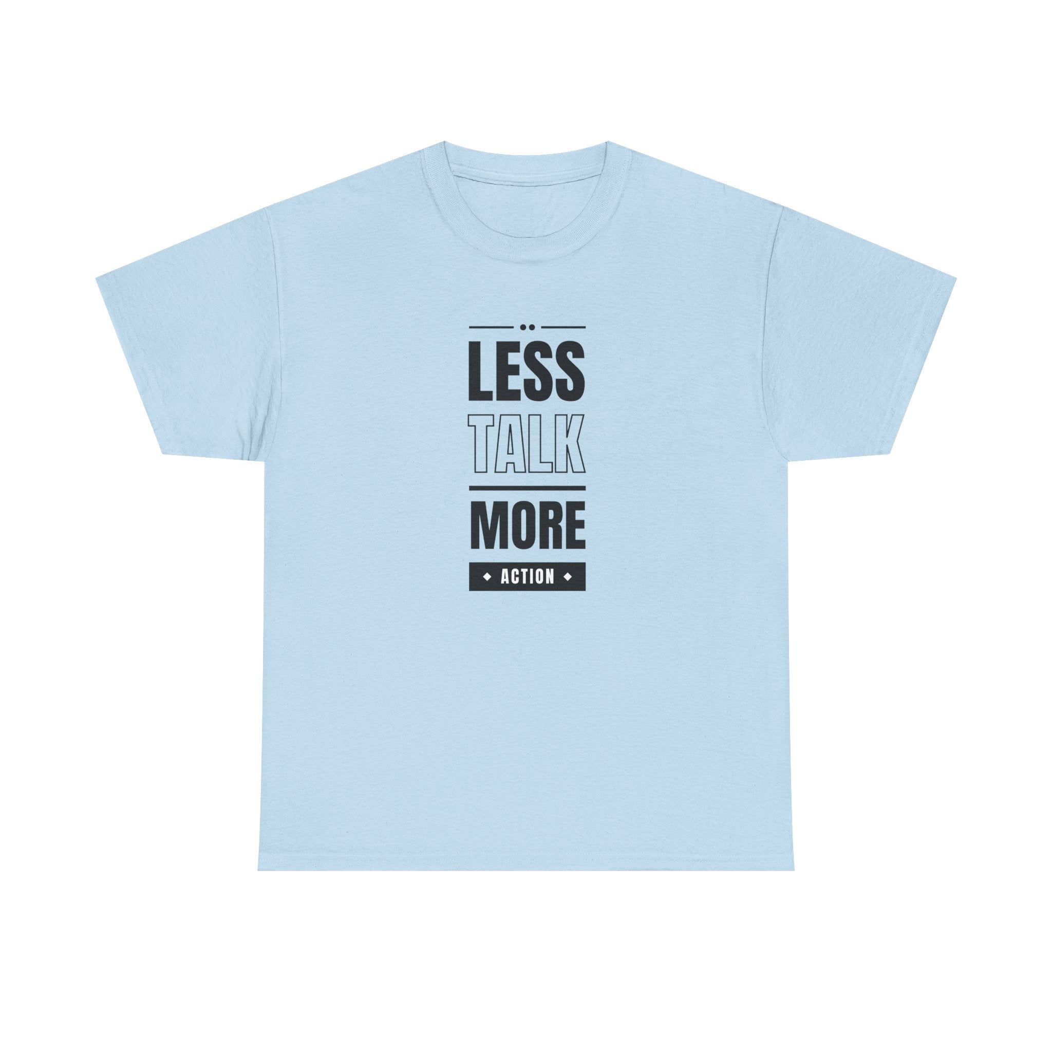 Motivational Unisex Heavy Cotton Tee | Less Talk More Action T-Shirt | Casual Wear, Gift for Him, Gift for Her, Fitness Enthusiast,