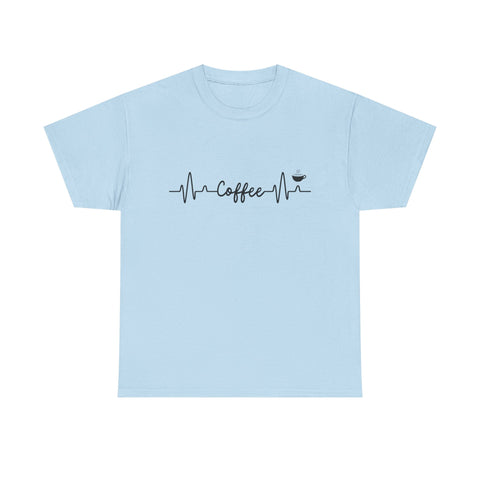 Coffee Heartbeat Unisex Tee, Ideal for Coffee Lovers, Birthday Gift, Casual Wear, Everyday Comfort, Coffee Tee Shirt, Coffee Lover Shirt,