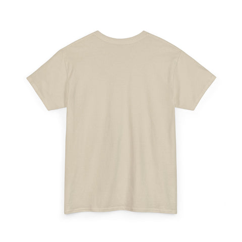 Back view of a sand-colored short sleeve t-shirt.