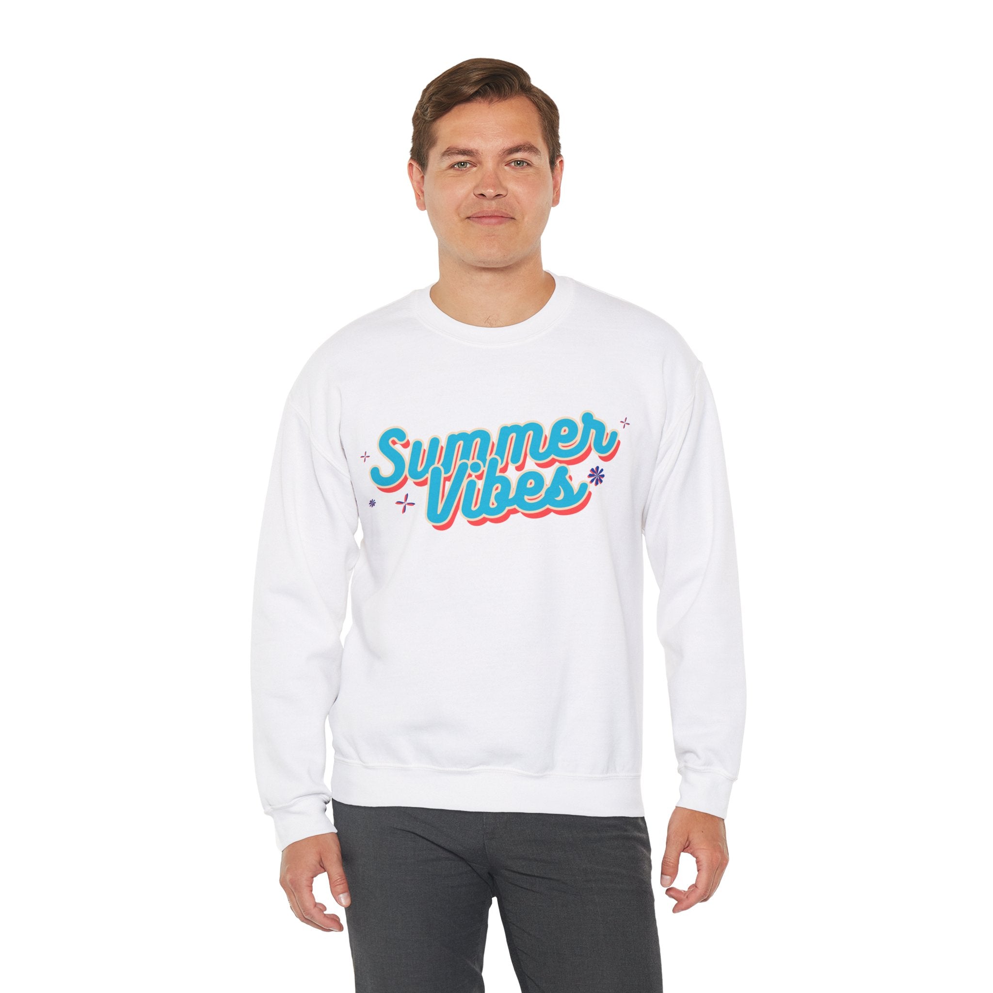 Retro Summer Vibes Crewneck Sweatshirt, Cozy Unisex Pullover, Perfect for Pool Parties, Beach Days, Summer Festivals, Gift Idea