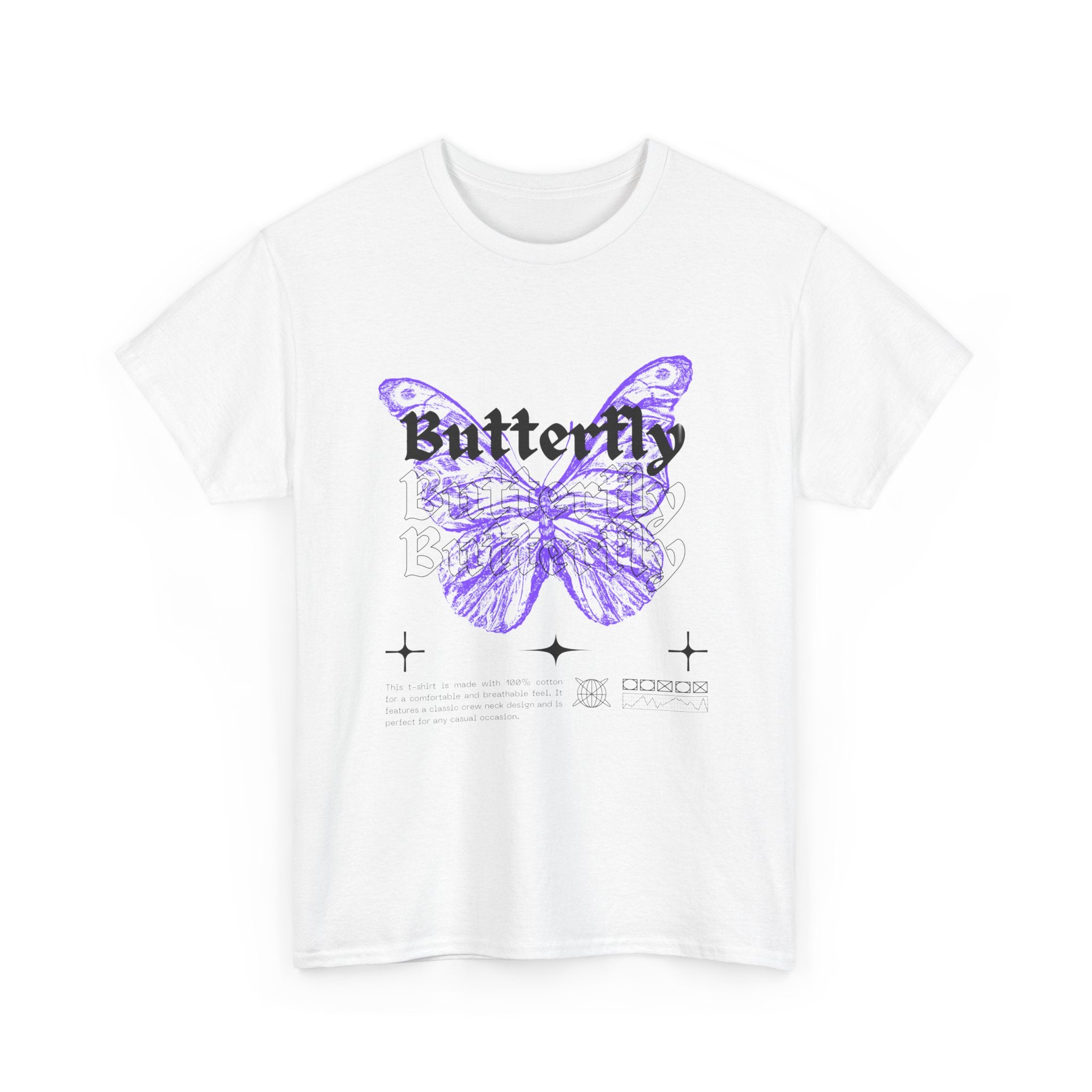 Butterfly Graphic Tee - Unisex Heavy Cotton T-Shirt, Nature Lover Gift, Casual Streetwear, Trendy Outfit, Spring Fashion