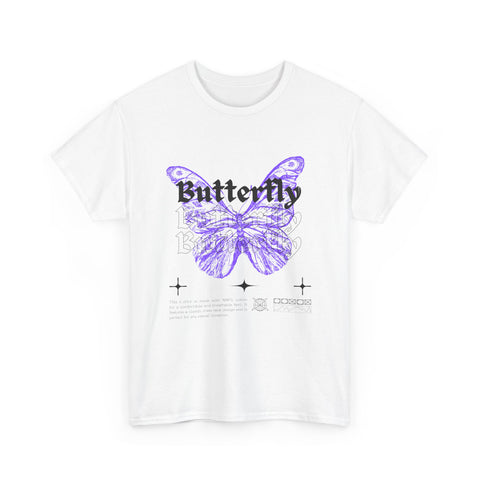 Butterfly Graphic Tee - Unisex Heavy Cotton T-Shirt, Nature Lover Gift, Casual Streetwear, Trendy Outfit, Spring Fashion