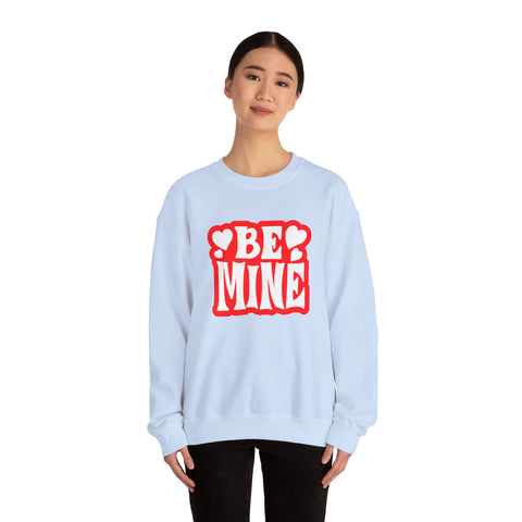 Cute 'Be Mine' Unisex Crewneck Sweatshirt, Valentine's Day Gift, Cozy Sweatshirt, Couples Apparel, Heart Design, Gift for Him/Her