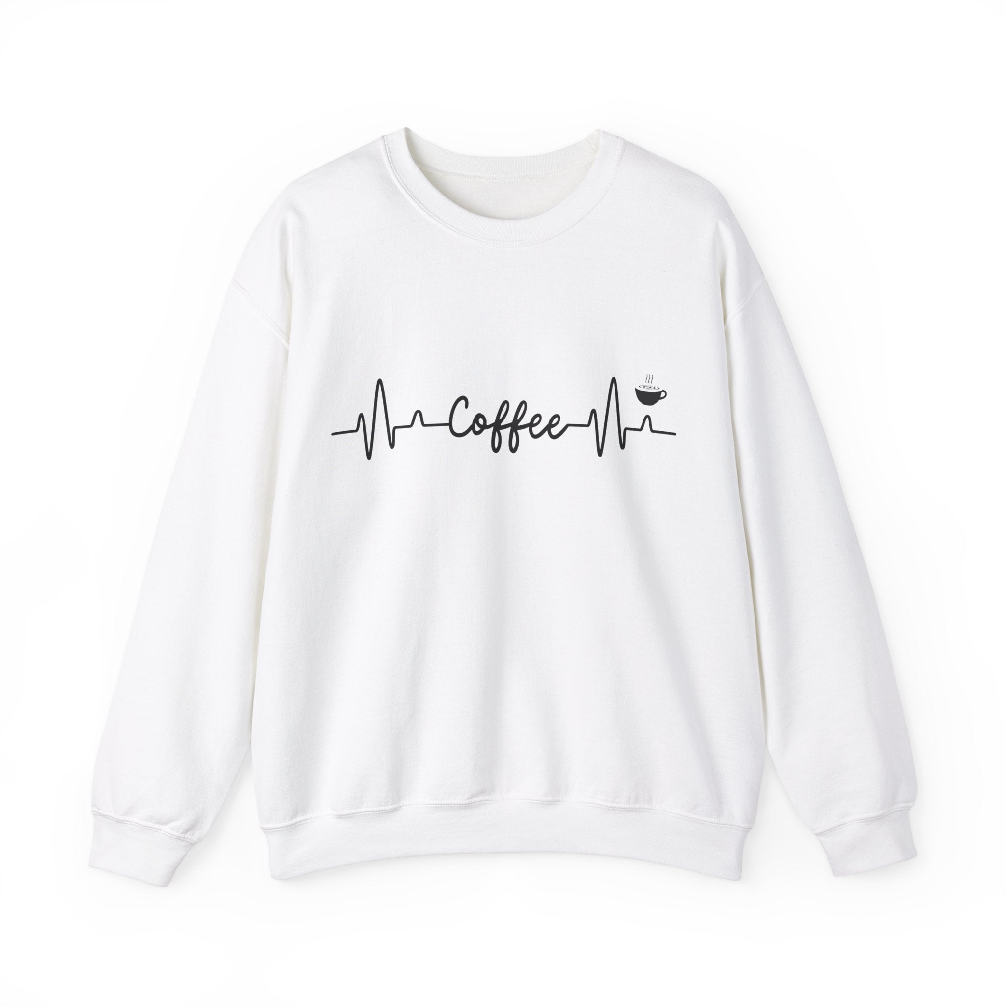 Coffee Heartbeat Crewneck Sweatshirt, Cozy Gift for Coffee Lovers, Unisex Pullover, Casual Wear, Perfect for Gifting