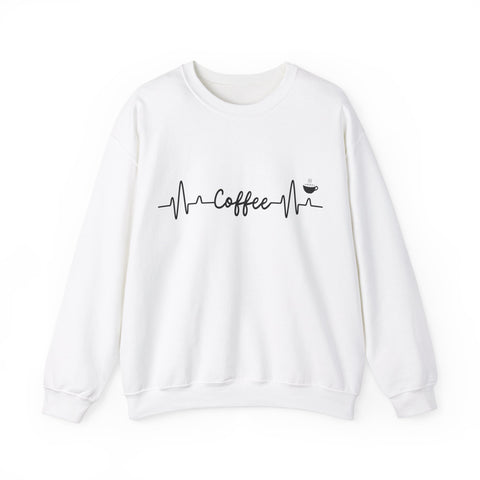 Coffee Heartbeat Crewneck Sweatshirt, Cozy Gift for Coffee Lovers, Unisex Pullover, Casual Wear, Perfect for Gifting
