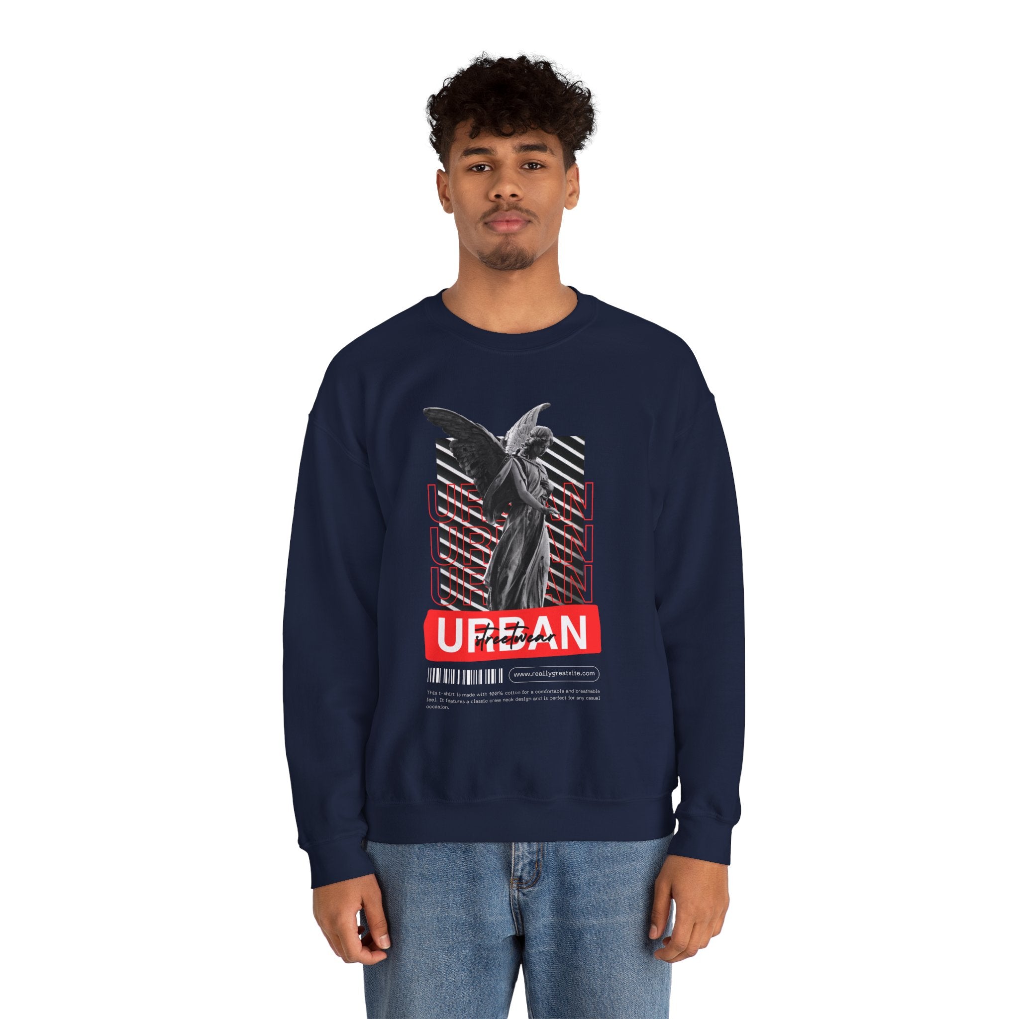 Urban Angel Graphic Sweatshirt, Unisex Crewneck Sweatshirt, Casual Streetwear, Perfect for Gift, Cozy Layering