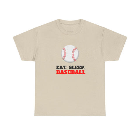 Eat Sleep Baseball Unisex Heavy Cotton Tee, Sports Fans, Gifts for Baseball Lovers, Casual Wear