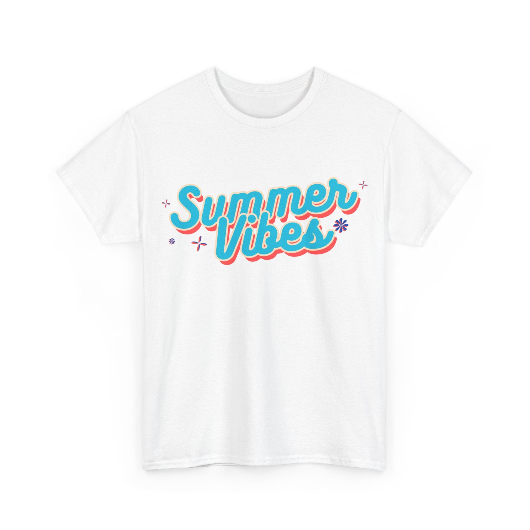 Summer Vibes Unisex Heavy Cotton Tee, Casual Summer Shirt, Beachwear, Gift for Friends, Vacation Essential, Fun Tee