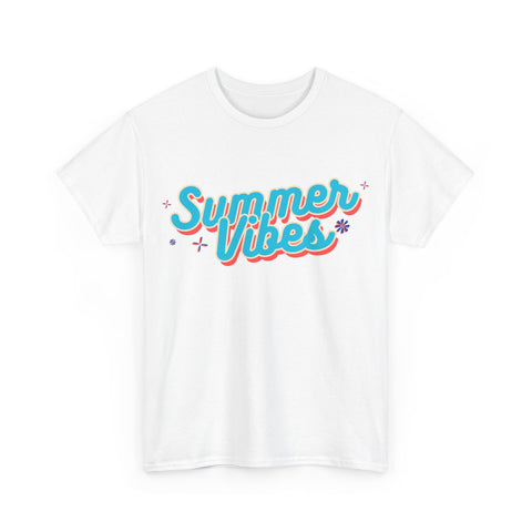 Summer Vibes Unisex Heavy Cotton Tee, Casual Summer Shirt, Beachwear, Gift for Friends, Vacation Essential, Fun Tee