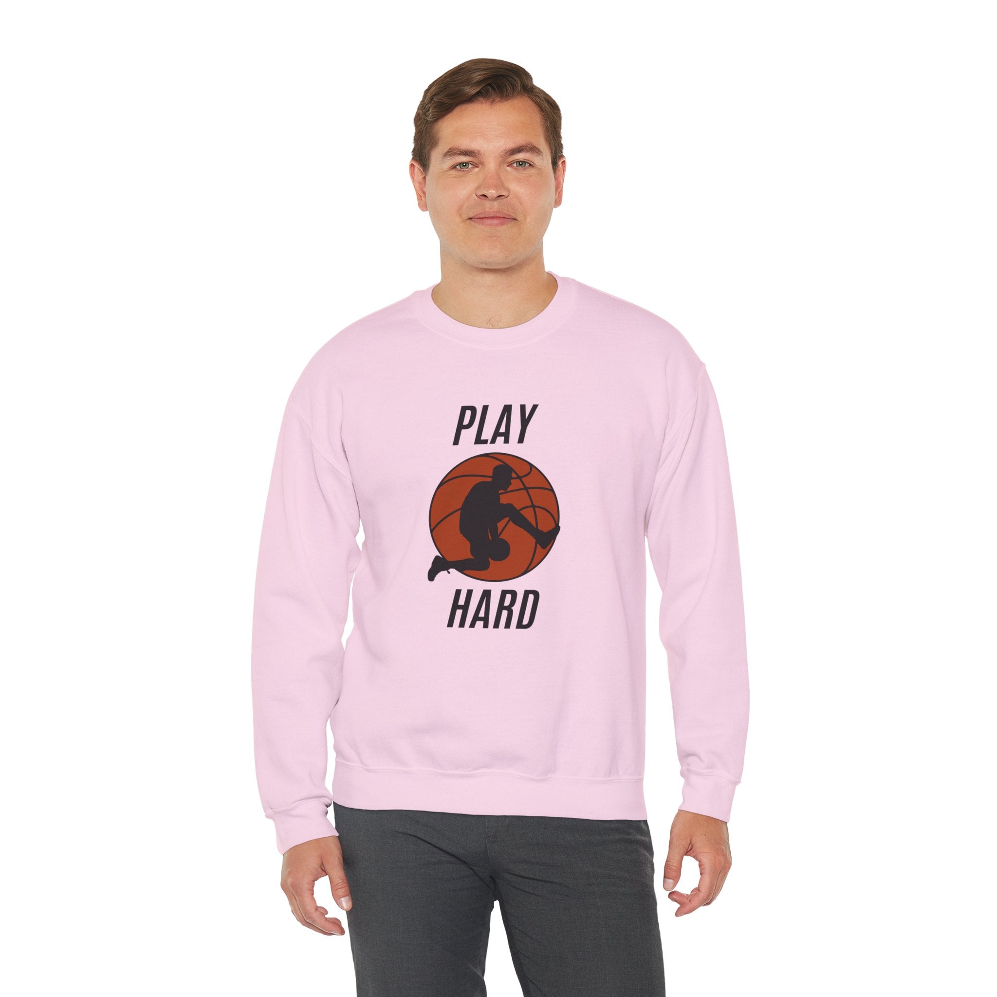 Play Hard Basketball Crewneck Sweatshirt, Unisex Sportswear, Active Lifestyle Sweatshirt, Perfect for Athletes and Coaches
