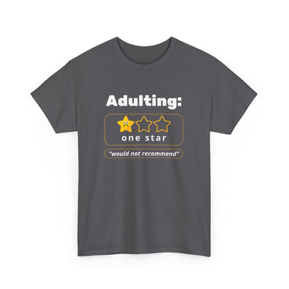 Funny Unisex Heavy Cotton Tee - 'Adulting: One Star' Graphic Tee