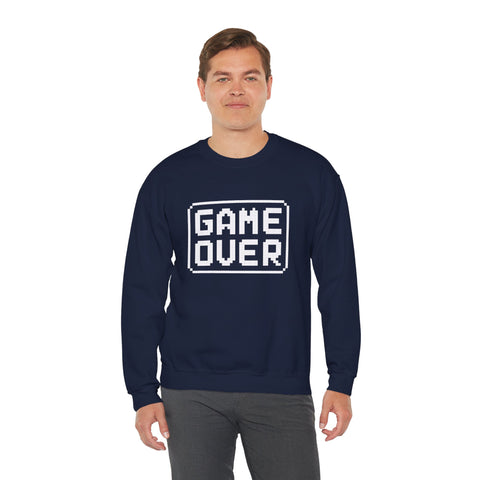 Pixel Art Game Over Sweatshirt, Retro Gaming Sweater, Cozy Unisex Pullover, Perfect Gift for Gamers, Versatile Casual Wear