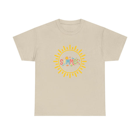 Summer Vibes Unisex Heavy Cotton Tee, Casual Summer Shirt, Retro Sunshine Tee