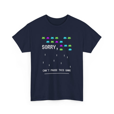 Retro Gamer Unisex Heavy Cotton Tee, Sorry Can't Pause This Game Shirt, Casual Wear T-Shirt, Fun Gaming Tee