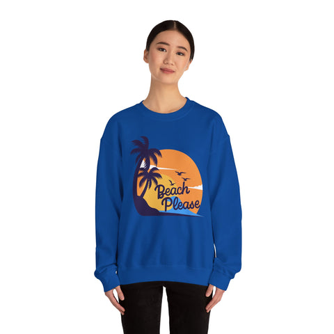 Beach Please Sweatshirt, Unisex Crewneck for Summer Vibes, Perfect for Vacations, Gifts, and Beach Days