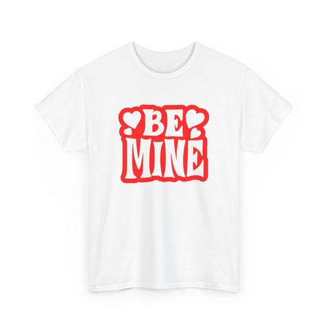 Be Mine Unisex Heavy Cotton Tee, Cute Couple Shirt, Valentine's Day Gift, Romantic Style, Heart Print Tee, Everyday Casual Wear