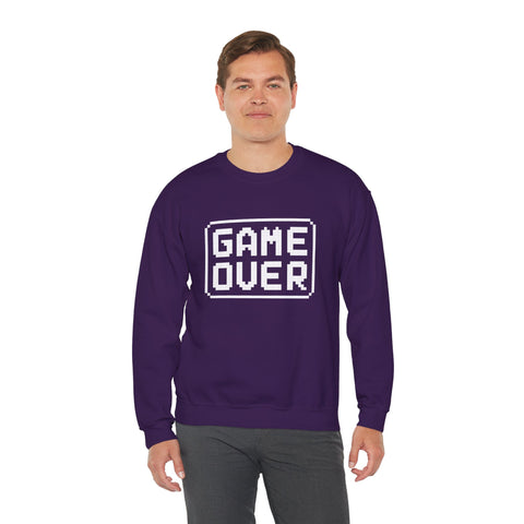 Pixel Art Game Over Sweatshirt, Retro Gaming Sweater, Cozy Unisex Pullover, Perfect Gift for Gamers, Versatile Casual Wear