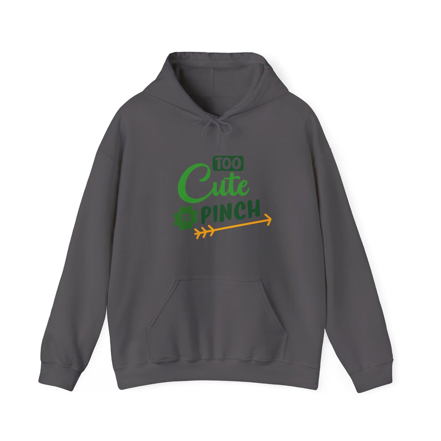 Too Cute to Pinch Hoodie Sweatshirt, Unisex St Patrick's Day Gift, Funny Teen's Pullover, Green Shamrock Jumper, Gift for Her