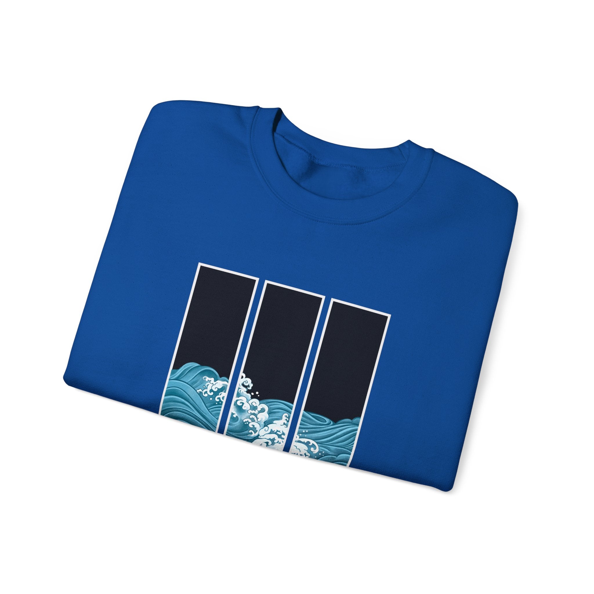 Japanese inspired Wave Art Unisex Crewneck Sweatshirt - Cozy Ocean Vibes, Perfect for Beach Lovers, Casual Wear, Summer Fashion