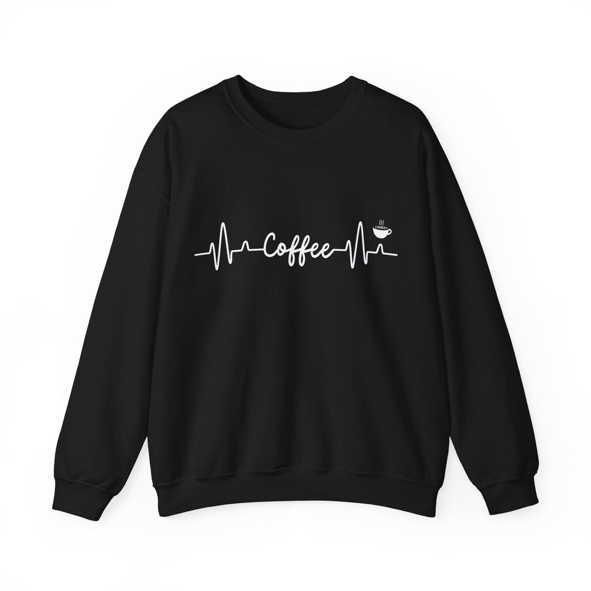 Coffee Heartbeat Crewneck Sweatshirt, Cozy Gift for Coffee Lovers, Unisex Pullover, Casual Wear, Perfect for Gifting