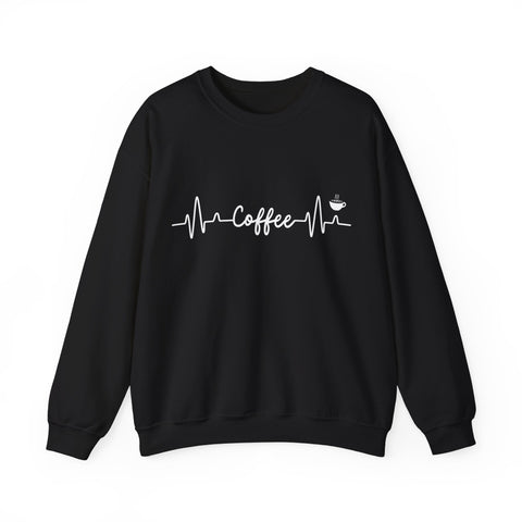 Coffee Heartbeat Crewneck Sweatshirt, Cozy Gift for Coffee Lovers, Unisex Pullover, Casual Wear, Perfect for Gifting