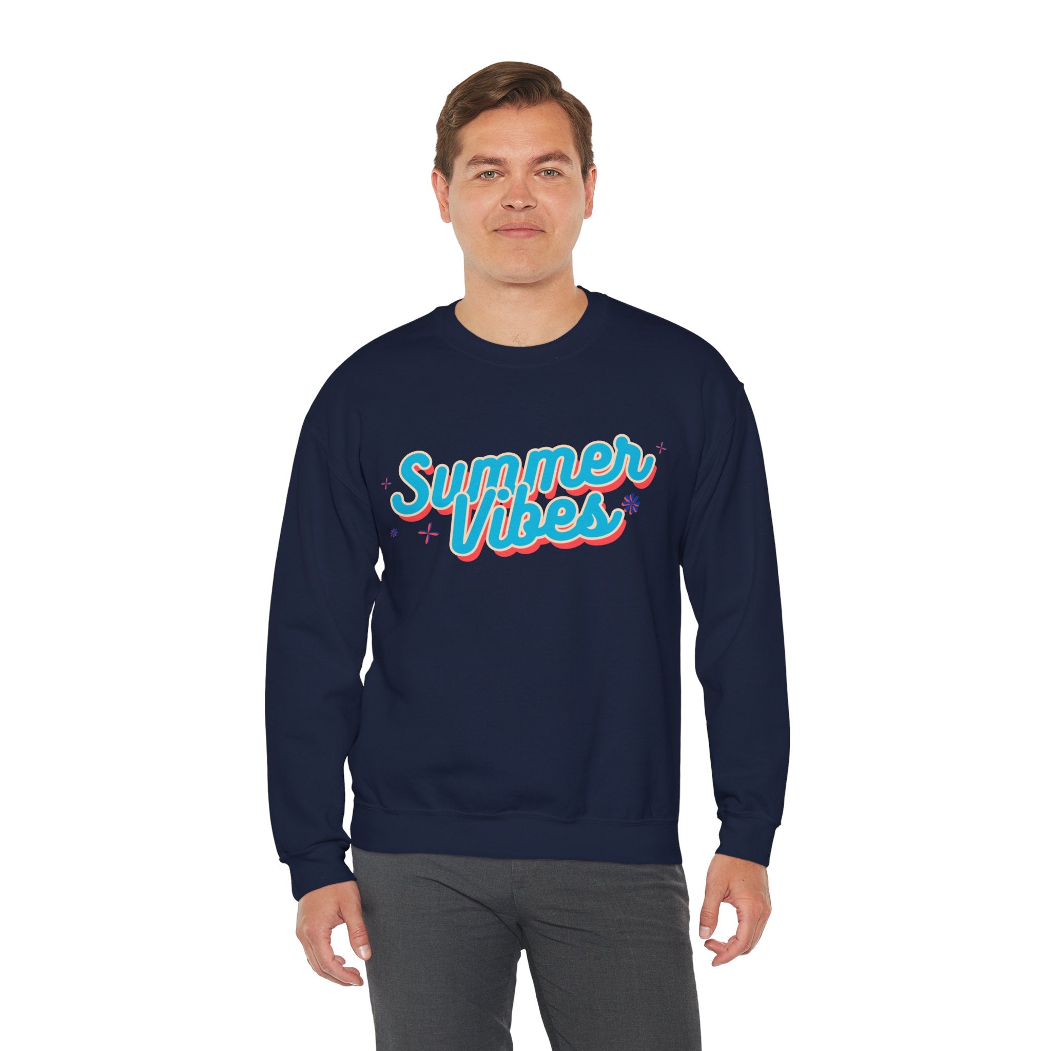 Retro Summer Vibes Crewneck Sweatshirt, Cozy Unisex Pullover, Perfect for Pool Parties, Beach Days, Summer Festivals, Gift Idea