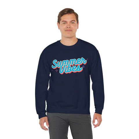 Retro Summer Vibes Crewneck Sweatshirt, Cozy Unisex Pullover, Perfect for Pool Parties, Beach Days, Summer Festivals, Gift Idea