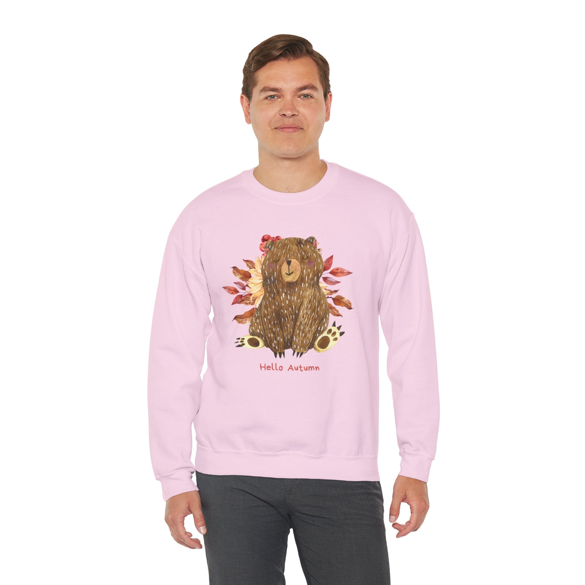 Cozy Bear Sweatshirt for Autumn, Unisex Crewneck with Fall Vibes, Ideal for Thanksgiving, Casual Wear